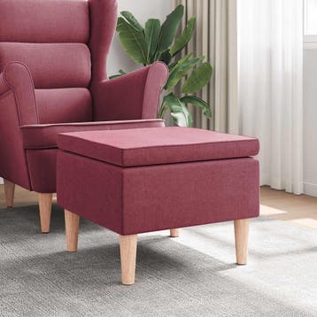 vidaXL Kruk met houten poten stof wijnrood, Huis en Inrichting, Stoelen, Verzenden, Nieuw, Rood