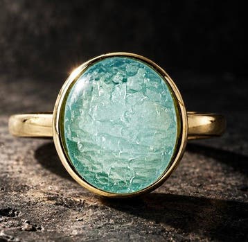 925 zilver verguld, aquamarijn ongeslepen - Ring