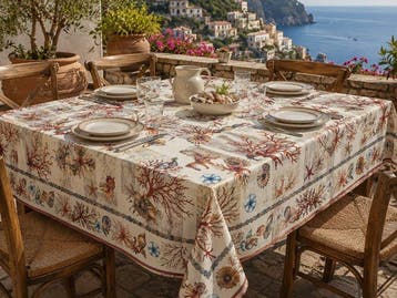 Elegante tafelkleed voor grote tafels. Rode koraal -