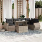 vidaXL 7-delige Loungeset met kussens poly rattan lichtgrijs, Verzenden, Nieuw, Rotan, Loungeset