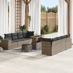 vidaXL Tuin Sofa Set met kussen met opslag 11 pcs Grijs poly, Tuin en Terras, Tuinsets en Loungesets, Verzenden, Nieuw, Rotan