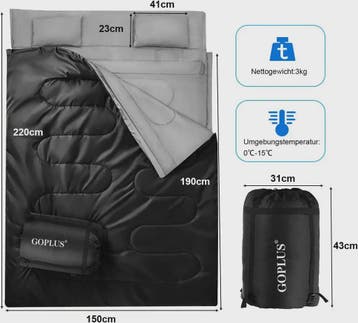 2-in-1 Slaapzak XL voor 2 Personen | Dubbel of Twee Enkele S