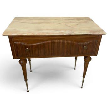 Nachtkastje - Marmer, Hout, Messing