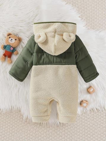Schattige Baby Romper met Berenoren - Winter Fleece Jumpsuit, Verzenden, Nieuw