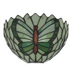 Tiffany vlinder wandlamp - Groentinten - B 25 CM x H 14 CM, Verzenden, Nieuw