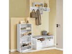 SoBuy FSR87-K-W Schoenenkast Met 2 Kleppen - 60 x 24 x 110, Verzenden, Nieuw