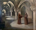 Europese school (XIX) - Monks in a Gothic Cloister