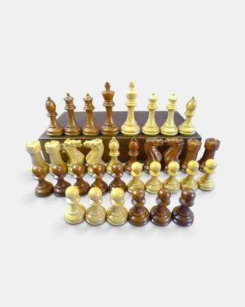 Jeu déchecs plombé et feutré type Staunton avec deux Queens