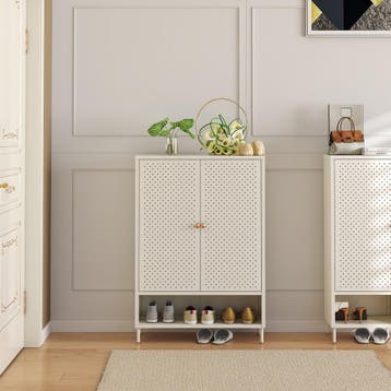 Schoenenkast Coleraine 115x80x35 cm cremewit [en.casa], Huis en Inrichting, Kasten | Schoenenkasten, Verzenden, Nieuw