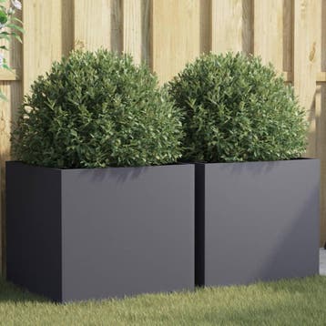 vidaXL Plantenbakken 2 st 49x47x46 cm staal antracietkleurig, Verzenden, Nieuw, Metaal