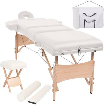 vidaXL Massagetafel- en krukset inklapbaar 3 zones 10 cm dik, Verzenden, Nieuw