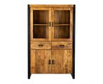 Vitrinekast Britt Mango metaal 115cm breed - Naturel, Huis en Inrichting, Kasten | Vitrinekasten, Ophalen of Verzenden, Nieuw