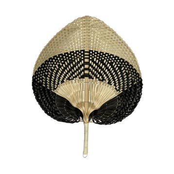 bamboe waaier blok zwart/naturel 40cm*, Verzenden, Nieuw