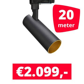 *TIP* LED Railverlichting Meteora Zwart 20 spots + 20M rails, Ophalen of Verzenden