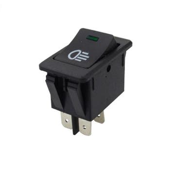 Schakelaar - Zwart - 12V - 35A - 4 polig - Groene LED, Ophalen of Verzenden, Nieuw, Schakelaar
