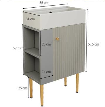 Compact Badkamermeubel met Wastafel 55 cm – Modern, Verzenden, Nieuw
