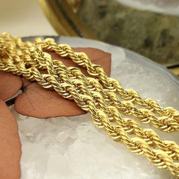 Gouden gedraaide schakelketting, Ophalen of Verzenden, Gebruikt, Overige kleuren, Goud