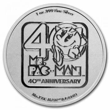 Niue. 2 Dollars 2021 1 oz $2 NZD Niue Ms. PAC-MAN 40th