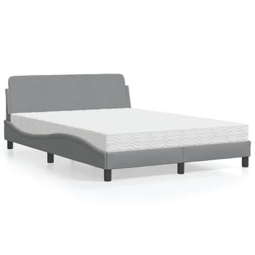 vidaXL Bed met matras Dover stof lichtgrijs 120x200 cm, Verzenden, Nieuw, Twijfelaar, 120 cm