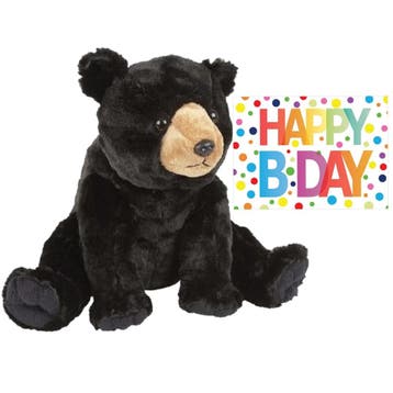 Pluche knuffelbeer - 30 cm - met Happy Birthday kaart, Verzenden, Nieuw