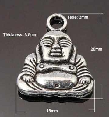 10x Tibetaans zilveren bedel van een Buddha 16x20x3,5mm, Ophalen of Verzenden, Nieuw, Kraal