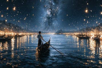 Iconica - Venetian Gondola under Starry Skies - unique 1/1