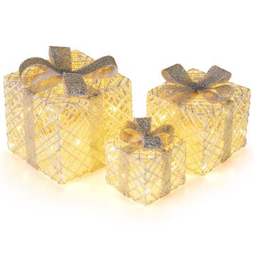 2dekans | Coast 3-delige LED cadeauboxen set – warmwit – wit, Diversen, Kerst, Ophalen of Verzenden, Zo goed als nieuw