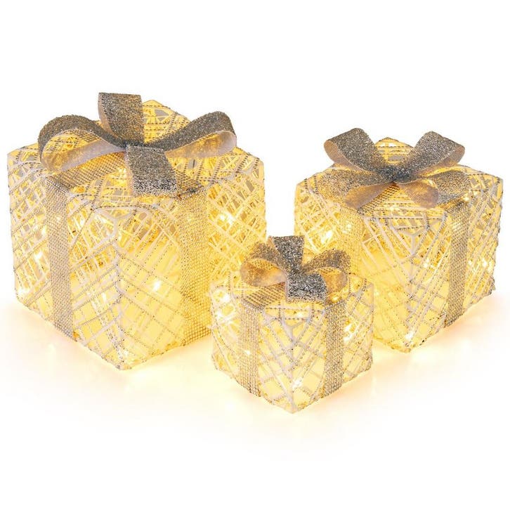 2dekans | Coast 3-delige LED cadeauboxen set – warmwit – wit, Diversen, Kerst, Zo goed als nieuw, Ophalen of Verzenden
