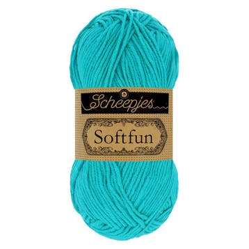 Scheepjes Softfun - 2423 Bright Turquoise, Ophalen of Verzenden, Nieuw, Breien of Haken, Wol of Garen