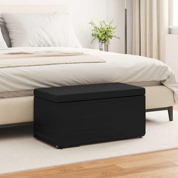 vidaXL Kruk Zwart 81 x 41 x 40 cm Nepleer en Gefabriceerd, Verzenden, Nieuw