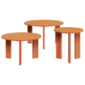 vidaXL Salontafel 3 st Wasbruin 47,5 x 47,5 x 27 cm Massief, Huis en Inrichting, Tafels | Salontafels, Verzenden, Nieuw, Grenenhout