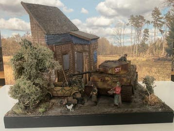 Tamiya - Speelgoed Duitse tiger tank met bemanning die rust, Nieuw