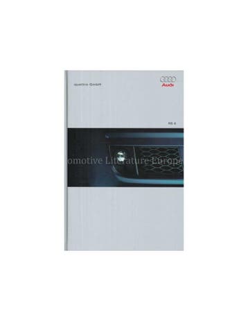 2002 AUDI RS6 HARDCOVER BROCHURE DUITS, Nieuw, Audi, Author
