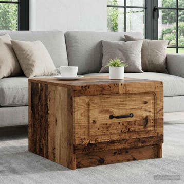 vidaXL Salontafel met lade Oud hout 49 x 50 x 37 cm Bewerkt, Verzenden, Nieuw, Overige houtsoorten, 50 tot 100 cm