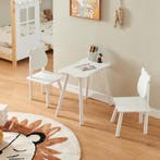 Kindertafel met 2 kinderstoelen Panjang wit [en.casa], Verzenden, Nieuw