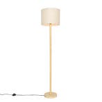 Landelijke vloerlamp hout met linnen kap beige 32 cm - Mels, Verzenden, Nieuw, Hout, Landelijk