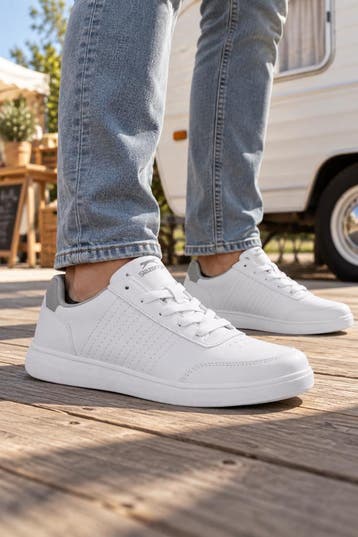 Witte sneakers heren met grijs | Slazenger Delroy | nieuw, Verzenden, Nieuw, Sneakers of Gympen, Wit