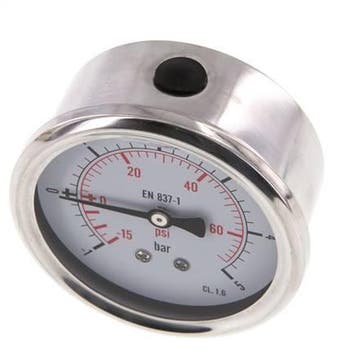 1..5 Bar Glycerine Manometer Achteraansluiting RVS/Messing, Verzenden, Nieuw