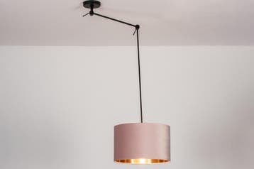 Rietveld Hanglampen - Koper, Roze - Stof, Metaal, Verzenden, Nieuw