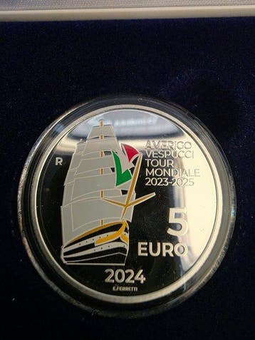 Italië. 5 Euro 2024 Amerigo Vespucci Proof (Zonder, Postzegels en Munten