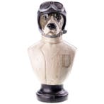 Figuur - Büste Hund mit Pilotenhelm handbemalte