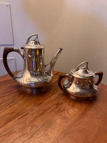 WMF / Geislingen - Koffieservies (2) - Metaal, Hout,