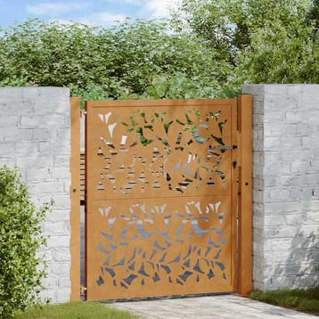 vidaXL Poort met bladontwerp 100x100 cm weervast staal, Verzenden, Nieuw