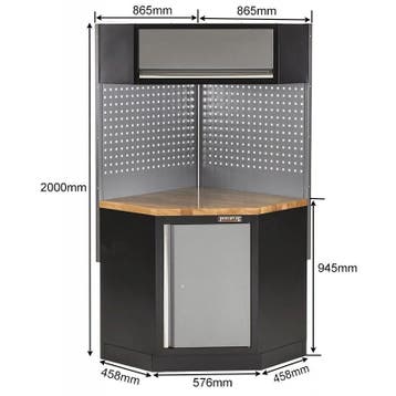 Hoekstuk garageserie met hardhouten werkblad,, Ophalen of Verzenden, Nieuw