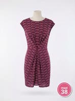 Zara jurk bordeaux met roze vogeltjes maat M, Kleding | Dames, Jurken, Maat 38/40 (M), Zara, Zo goed als nieuw, Boven de knie