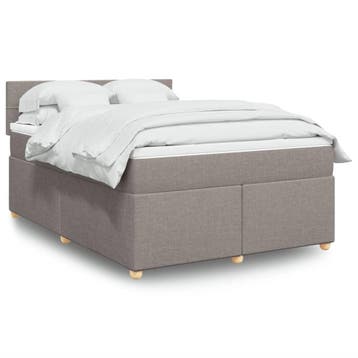 vidaXL Boxspring met matras stof taupe 140x200 cm, Verzenden, 140 cm, 200 cm, Stof