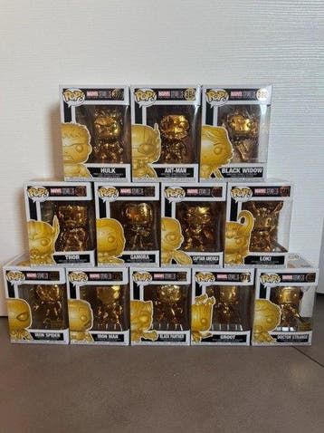 Funko - Funko Pop - Marvel Gold Chrome Set + more