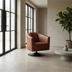 Set van 2 Leren draaifauteuils Press - Massif Armagnac, Huis en Inrichting, Nieuw, Ophalen of Verzenden, 50 tot 75 cm, Leer