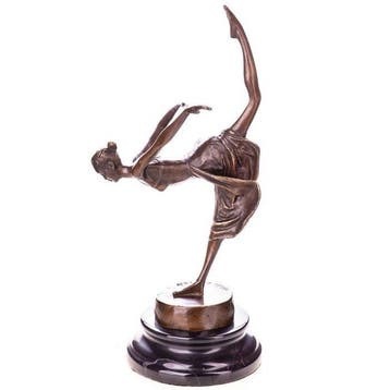 Figuur - Bronzefigur Tänzerin 33CM - Brons, Marmer