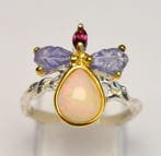 Zonder minimumprijs - Ring 925 zilver - Blauwe opaal,, Nieuw